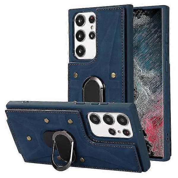 Läderplånboksfodral för Samsung Galaxy S23 Ultra/ S23+/ S23 med magnetisk ringhållare & kortfack