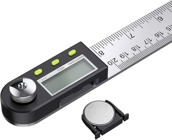 Digital Vinkelmåler Linjal 8 tommer Rustfritt Stål Digital Inclinometer Vinkelmåler med Data Hold Funksjon og Nullstilling