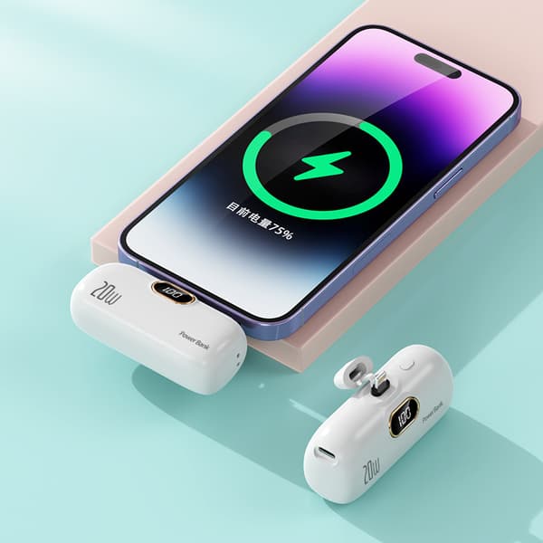USB-C Bærbar Lader 5000mAh 22W Powerbank Hurtiglading med LED-Display Kompatibel med iPhone 16 Plus/15/iPad