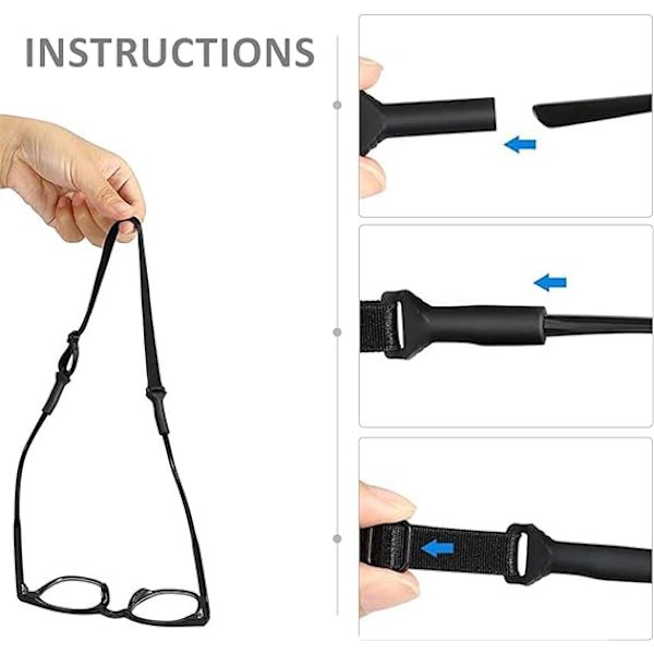 8 stk justerbar brillerem, briller tilbehør, solbriller kjede, sportsbriller rem, briller holder, universal briller holder Children's models 17CM