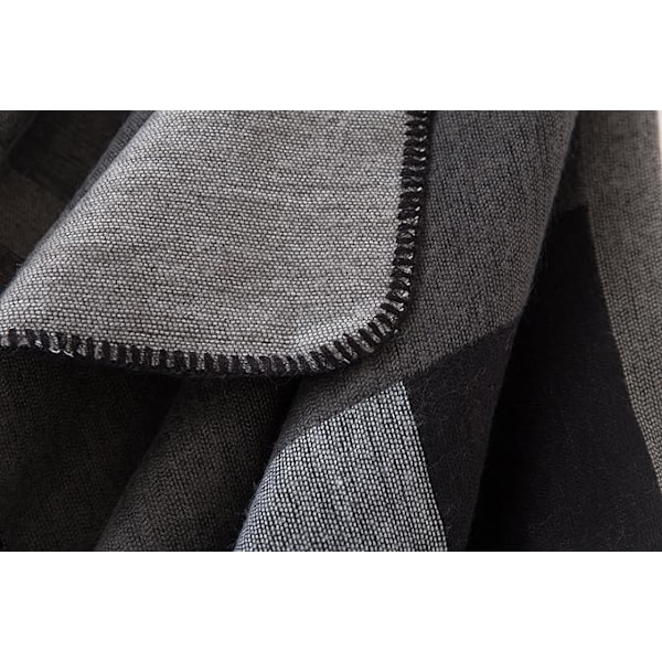 Dame Farveblok Shawl Wrap Åben Front Poncho Kappe