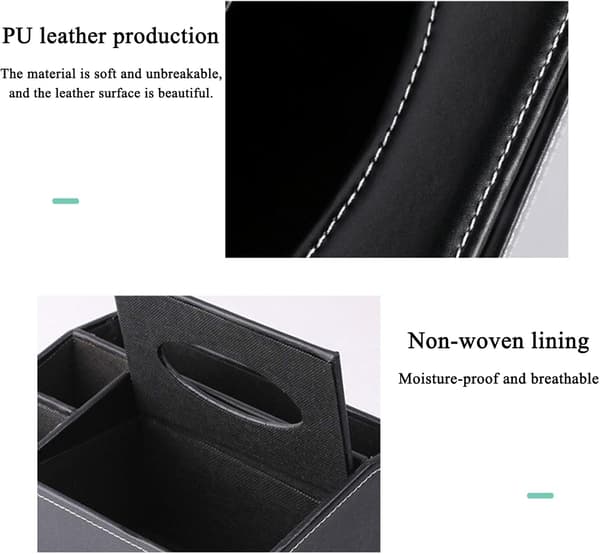 Rektangulär Tissue Box i Läder för Hemmakontor med Förvaringslåda för Fjärrkontroll - för Eleganta och Stilfulla Badrum