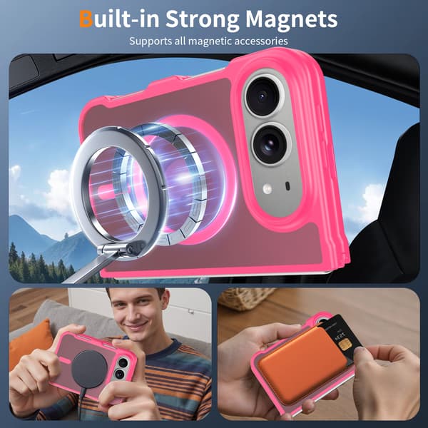 iPhone 18 Duo Magnetiskt Mobilskal, Mjuk Matt Halvtransparent TPU Stötsäkert Skyddsfodral Rosaröd