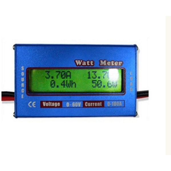 Aurinkosähkömittari LCD-virta-analysaattori Wattimittari, DC LCD-näyttö 60V/100A Suuri tarkkuus Virranmittaus Wattimittari - Sininen