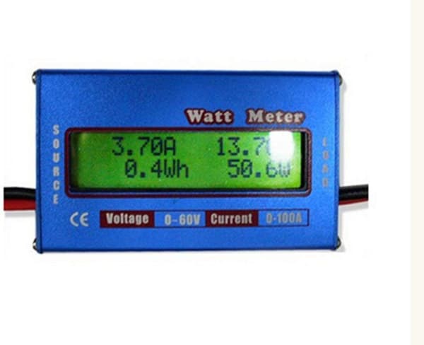 Solenergi-effektmåler LCD-effektanalysator Wattmeter, DC LCD-skærm 60V/100A Højpræcisionseffektmåler - Blå