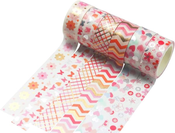 12 ruller washi tape sæt dekorative maskeringstapes (pink mix)
