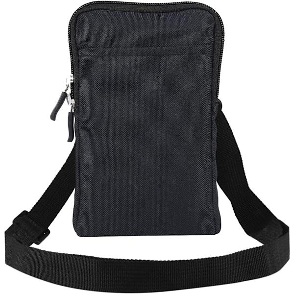 Mobiltelefon Axelväska, Mobiltelefon Bältesklämma, Axelväska Messenger Väska Dragkedja Crossbody black Large size