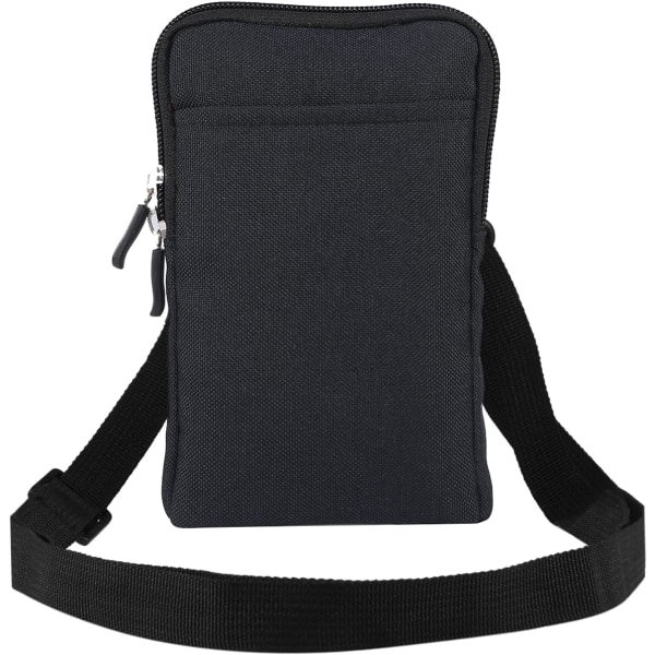 Mobiltelefon Skulderholster, Mobiltelefon Belteklipsholder, Skulder Messenger Bag Glidelås Crossbody black Large size