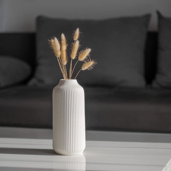 Keramiikkavasi pohjoismaisella tyylillä, koristevasi boho-sisustukseen, mattapintainen vasi WHite-1