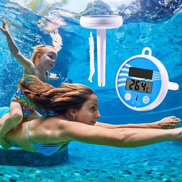 Flytande solcellsdriven digital pooltermometer, elektronisk pooltermometer, flytande soltermometer, med LCD-display