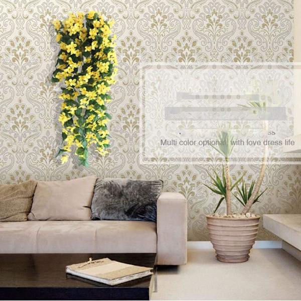 2 kpl Teko-Wisteria-köynnös Teko-riipuskukat Tekokasvit, Ulko- ja Kotioven Koristelu yellow