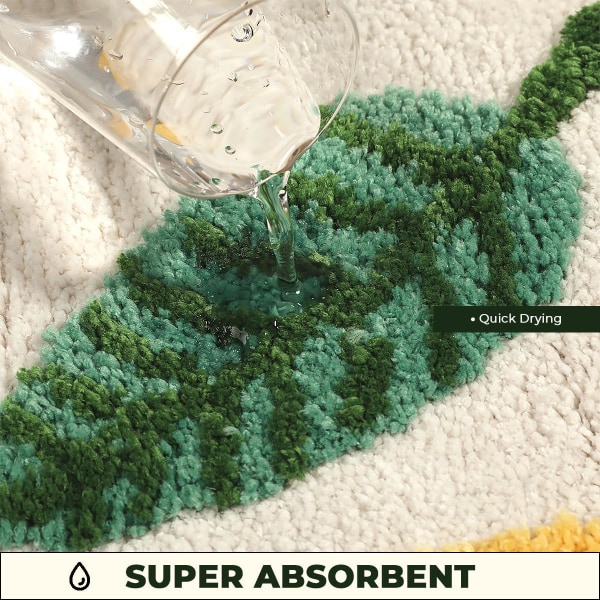 Superabsorberende Badeværelsesmåtte Antislip Badetæppe til Badeværelse Maskinvaskbar Bademåtte Blød Mikrofiber Bademåtte Flying Leaves 31" X 20"