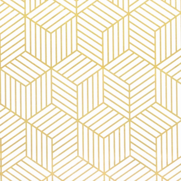 Guld Hexagon Geometriske Striber Selvklæbende Tapet Selvklæbende Møbeltapet Guld Hvid 45x500cm Julegaveindpakning