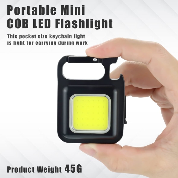 Mini uppladdningsbar LED-arbetslampa 800 lumen magnetisk bärbar liten nyckelring Ficklampor Vattentät för nödlampa [Energiklass A++]