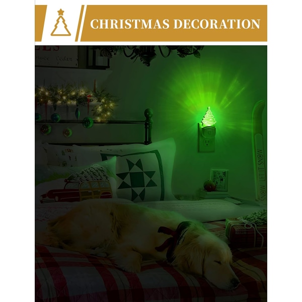 Christmas Tree Night Light[1Pack],Farveskiftende børnenatlampe, 6-farvet RGB, stikkontakt, til badeværelse, værelsesindretning, gaver