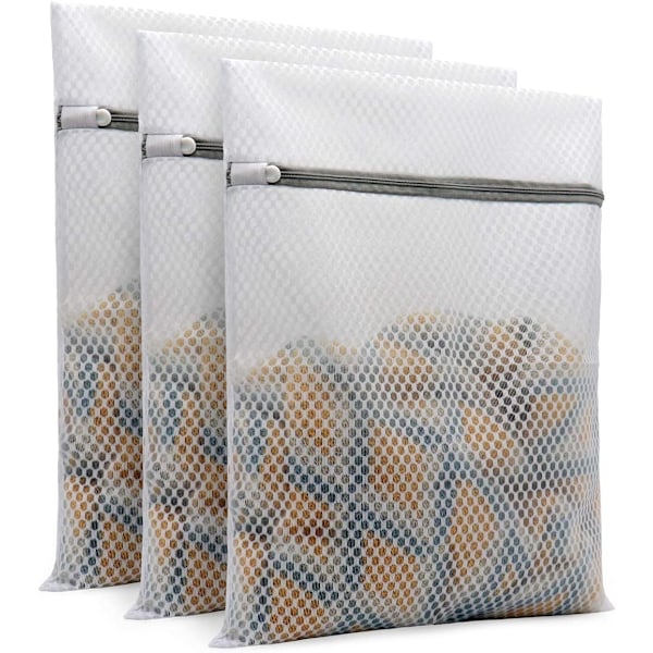3 stk. Slitesterke Vaskeposer i Honeycomb-nett for Finvask, 30 x 40 cm (3 Medium)