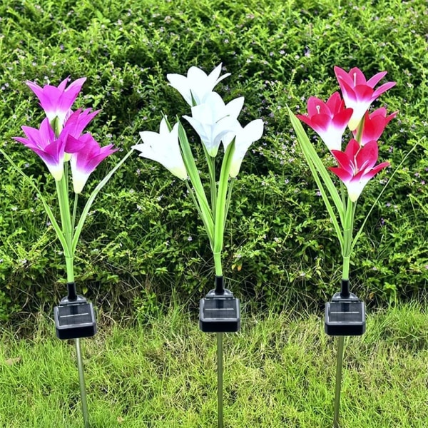 Aurinkovalot, Ulkopuutarha 4 Pack Garden Lights Vedenpitävä monivärinen Led Solar Flower Lily