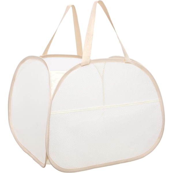 Hopfällbar tvättkorg, hopfällbar tvättkorg i nät, hopfällbar tvättkorg Beige