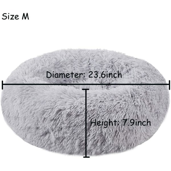 Mini Mellanstorlek Hund Katt Säng Självvärmning Höst Vinter Inomhus Snooze Sovande Mysig Kitty Teddy Kennel Light Grey 23.6”Dx7.9 H