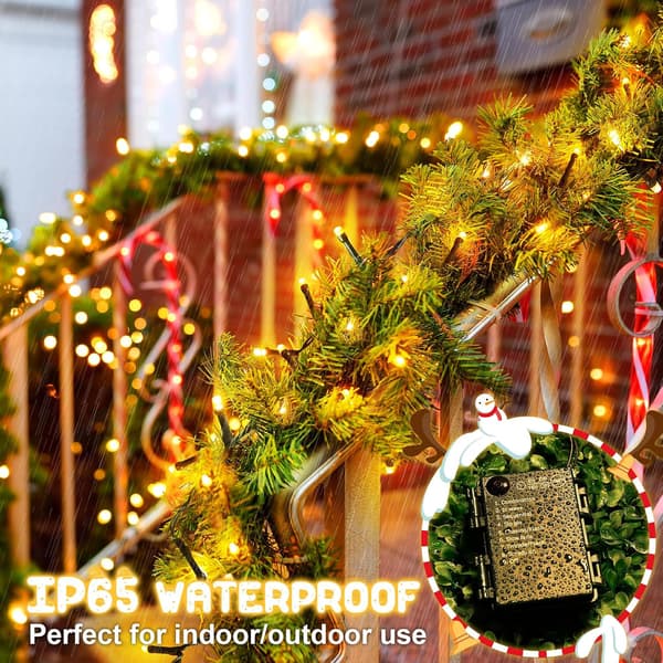 2 STK Varmhvite Julelys, 2 x 5M Batteridrevne Lyslenker, 100 LED med 8 Moduser Timer Vanntett Dekor