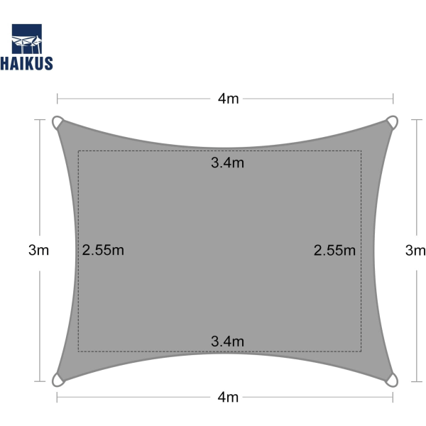 Vedenkestävä Neliövarjo, Vedenkestävä PES-Varjokangas, 3m Varjoverkko UV-Säteilyn Suojaukseen Puutarhaan, Terassille, Leirintäalueelle, Ulkotiloihin Off-white 3*4M