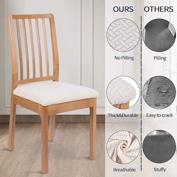 Stolsöverdrag, Set om 2, Stretch Stolsöverdrag, Stolsöverdrag för Matstolar, Tvättsbara Stolsöverdrag Beige