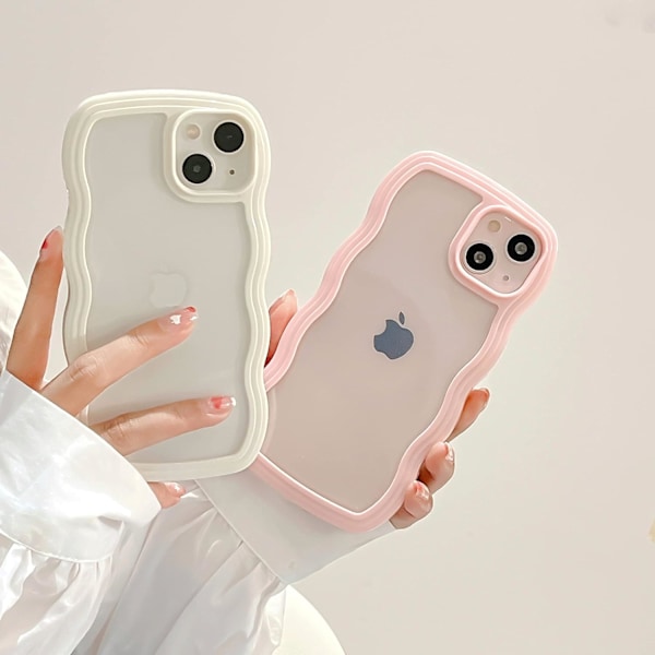 Cover, Sødt Krøllet Bølge Ramme Gennemsigtigt Cover, Transparent Blød Silikone Beskyttende Telefon Cover til iPhone 13 Pro - Pink iPhone 13pro