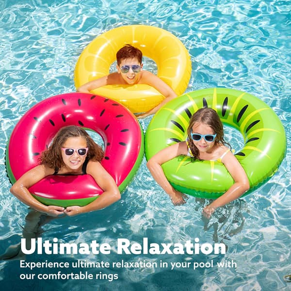 Pool Uppblåsbara Badringar (3-pack), Frukt Uppblåsbara Poolleksaker för Poolpartydekorationer
