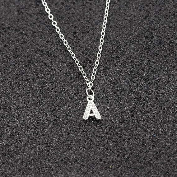 Sølv A Initial Krystal Vedhæng Kæde Choker Halskæde Til Kvinder Dame Pige