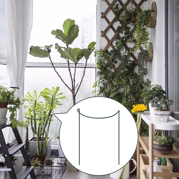 Växtstödsspålar, 10-pack Trädgårdsstöd, Halvrunda Trädgårdsstödringar för Klätterväxter, 20x35cm