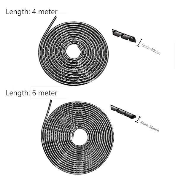 Universal spiral kabelrør, 3M, sort/hvit Black 28mm