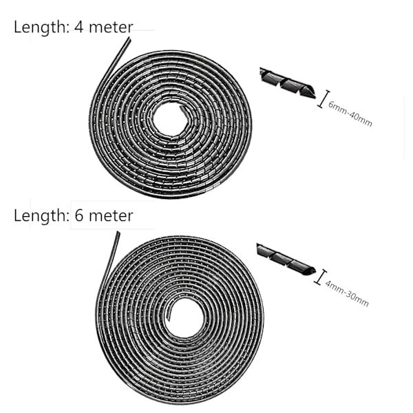 Universal spiral kabelrør, 3M, sort/hvit Black 8mm