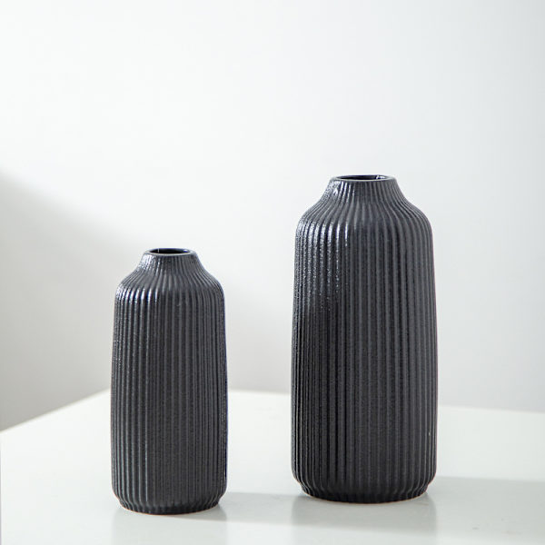 Keramiikkavasi pohjoismaisella tyylillä, koristevasi boho-sisustukseen, mattapintainen vasi Black-1