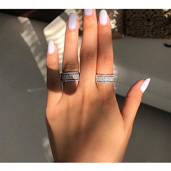 Ringer Cubic Zirconia Eternity Engasjement Bryllupsringer Gifteringer for kvinner jente Jubileum 3 Band Bredde Ringer silver 10