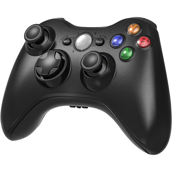 Trådløs controller til Xbox 360, Xbox 360 Joystick Trådløs spilcontroller til Xbox & Slim 360 PC ，Sort Black