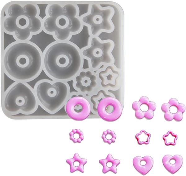 Epoxy resin form, silikoneforme til støbning, nøgleringe, resin smykker, hjerter, stjerner, blomster, øreringe