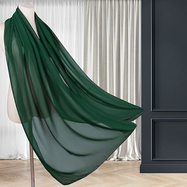 Ladiery Lett, Myk Chiffonsjal og Sjaletter for Kvinner, Lett Bryllup Kveld Festkjoler Skjerf Brud Dark green