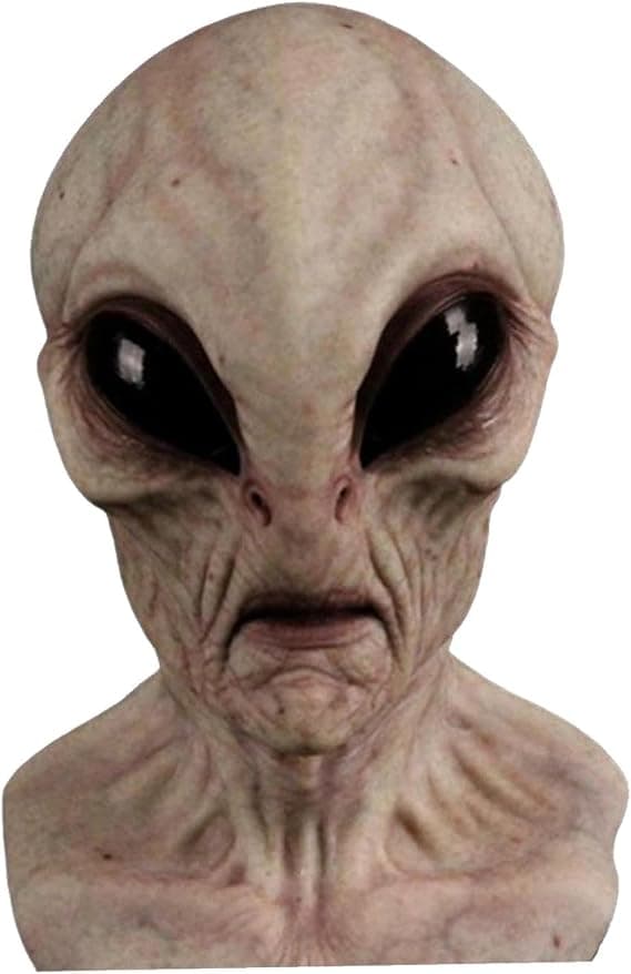PC Universal Horror Halloween Alien Mask - Helhuvud, Realistisk, Vuxenstorlek, Grå