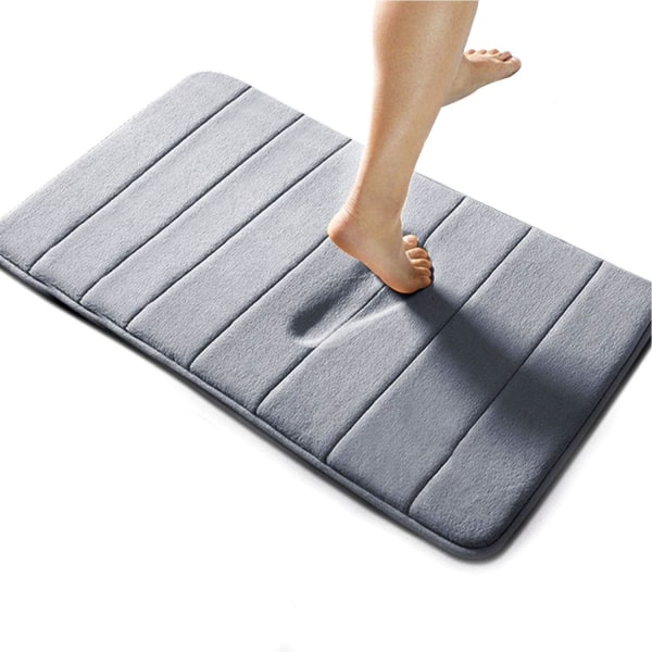 Hukommelsesskum Bademåtte Antislip Absorberende Super Blød Fløjl Badeværelsesmåtte Tæppe Super Vandabsorption Badeværelsesmåtte Tyk Badeværelsesmåtte Grey 20 X 32 inch
