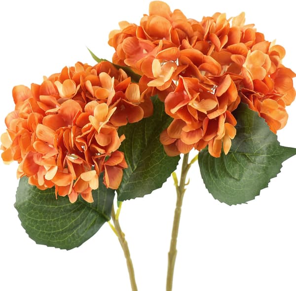 5-pack Konstgjorda Hydrangea Blommor i Silke, Blomsterarrangemang Dekoration 47cm deep orange