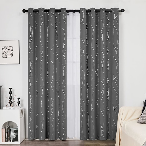 Läpinäkymättömät verhot, pimennysverhot silmukoilla, lämpöverhot light grey 100*250