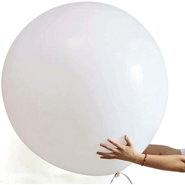 6-pak 91 cm Hvide Kæmpe Store Ekstra Store Jumbo Latex Balloner Farverige Luftballoner Runde Fødselsdagsballoner