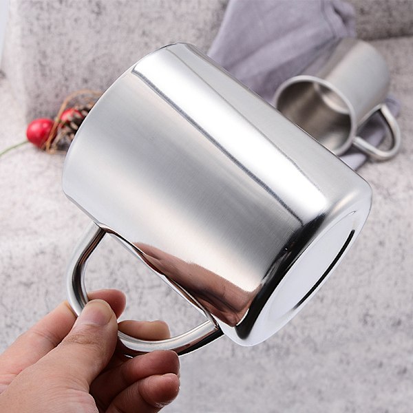 2x Dubbelväggig Isolerad Termosmugg i Rostfritt Stål - 300ml - Okrossbar Campingkopp för Kaffe (300ml)