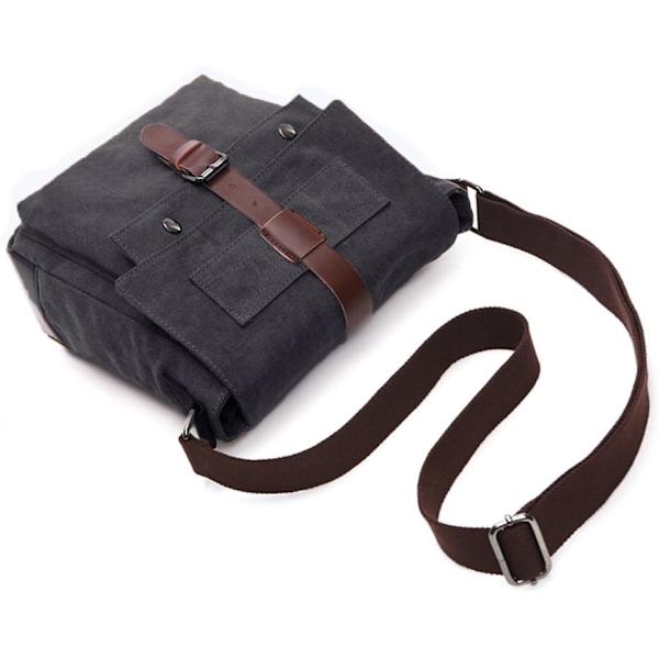 Olkalaukku, miesten laukut, 16 tuuman vintage sotilas kanvas läppärilaukku töihin ja kouluun, useita taskuja black M