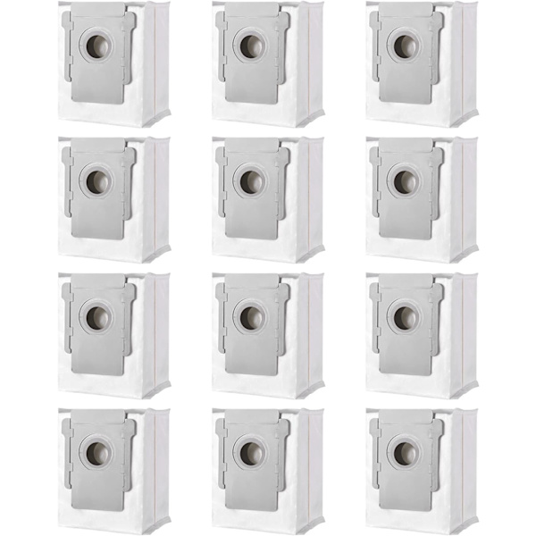 12 st dammsugarpåsar kompatibla med iRobot i7 i7+ / i7 Plus E5 E6 E7 S9, dammsugartillbehör för Roomba i7, för Basic Clean dammsugare