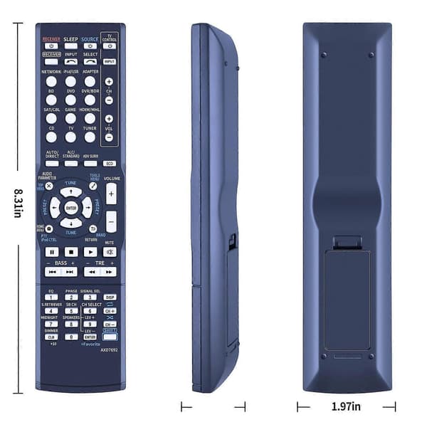 AXD7692 Fjernkontroll for Pioneer AV-receiver stereosystem, ergonomisk erstatningskontroller