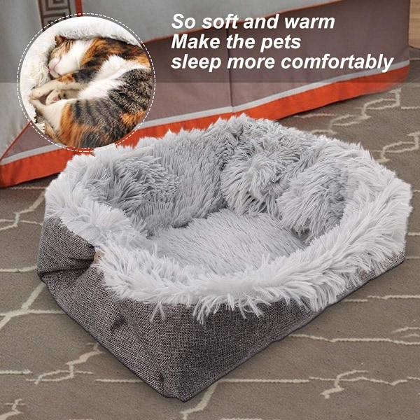 Kattkudde Säng, Plysch Husdjur Valp Kattunge Liten Hund Supersoft Varm Tvättad Vikbar Sovsäck Huskuddar Termisk Matta Filt