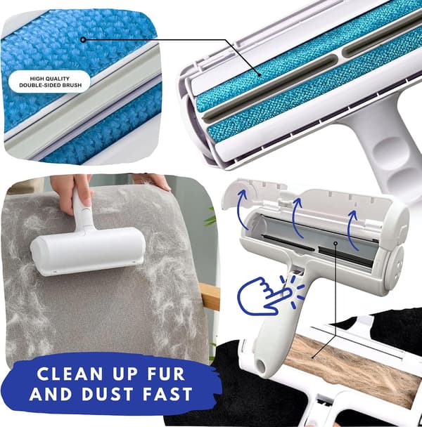 Pelsfjerner til Hunde, Katte, Dyr - Multioverflade Lint Roller til Dyrehår, Miljøvenlig Genanvendelig Lint Roller, Bærbar