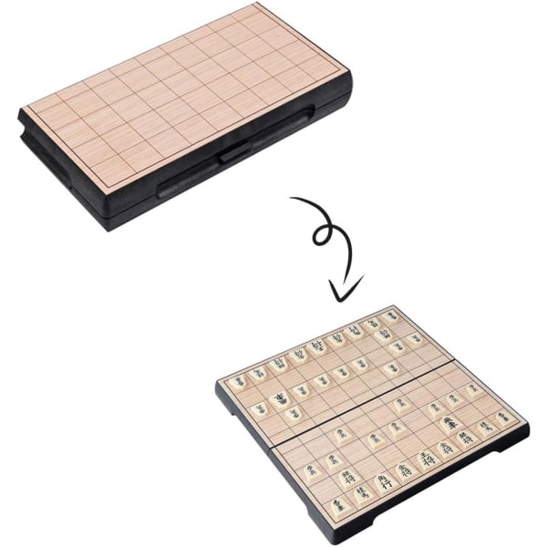 Shogi Japanese Chess Magnetic Travel Game Set-9,8-tums, bärbart hopfällbart brädspel, pedagogiska leksaker/present 9.84 x 9.84 x 0.79 inches