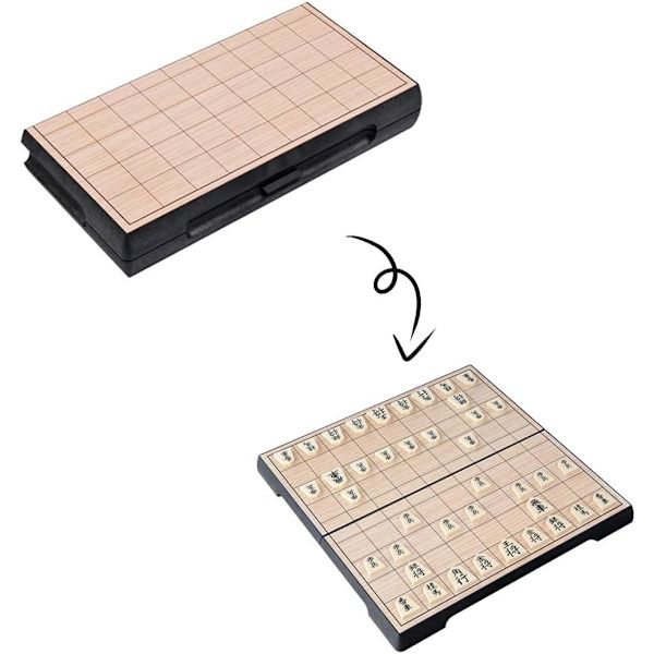 Shogi Japansk schack magnetiskt resespel set-9,8 tum, bärbart hopfällbart brädspel, pedagogiska leksaker/gåva 9.84 x 9.84 x 0.79 inches